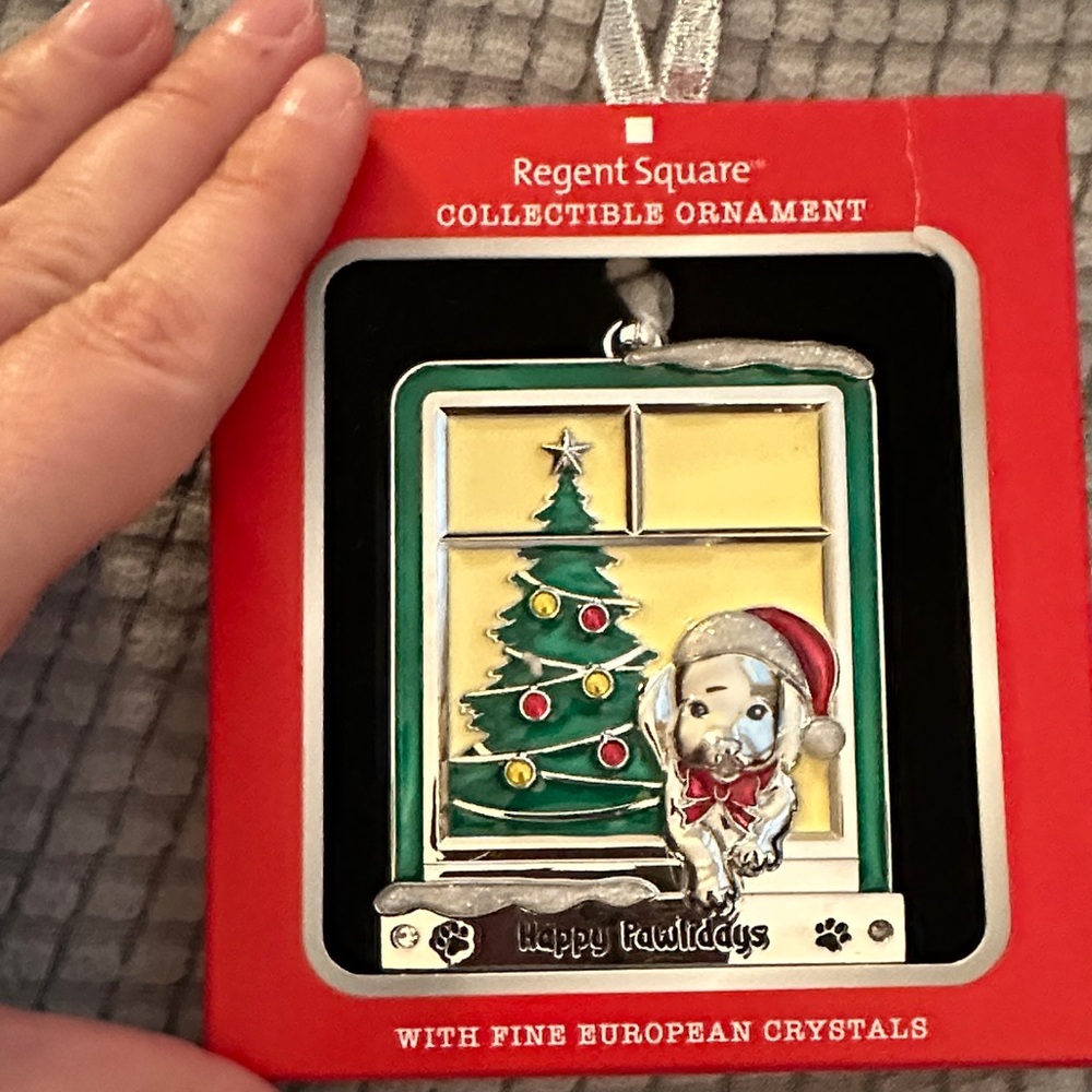 Festive Dog and Tree Ornament